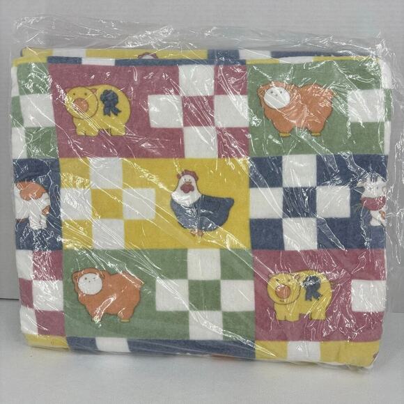 Vintage Owen Blanket Full Twin Sz Farmyard Friends 72 x 90 Sealed Nylon Binding - Picture 6 of 6